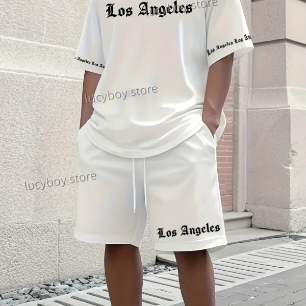 2025 Los Angeles Printed Men's Suit 2 Pieces Set Casual Suit SportswearFitness Set Men's Tracksuit Oversized Clothes