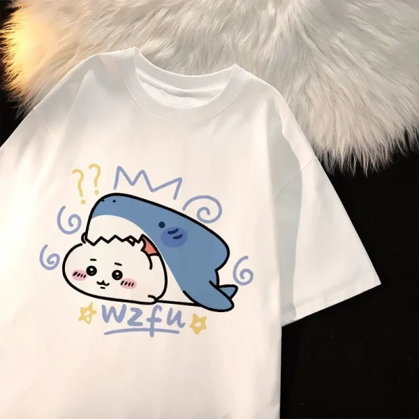 Women Chiikawa Chiisakute Kawaii Yatsu T Shirt 100% Cotton Clothes Vintage Short Sleeve Crew Neck Tee Shirt Graphic T-Shirt Tops