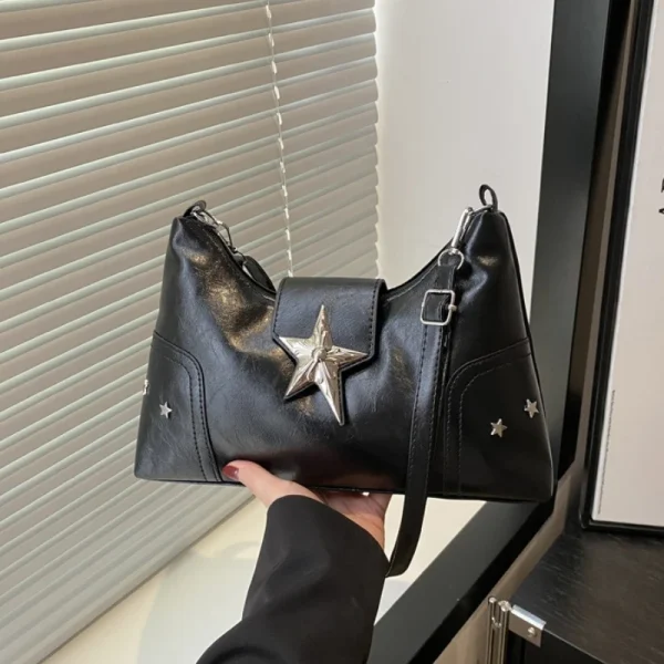 Punk Style Star Design Women Hobos Shoulder Bags Casual Y2k Cool Hot Girls Pu Crossbody Bag Commuter Female Phone Handbags Purse